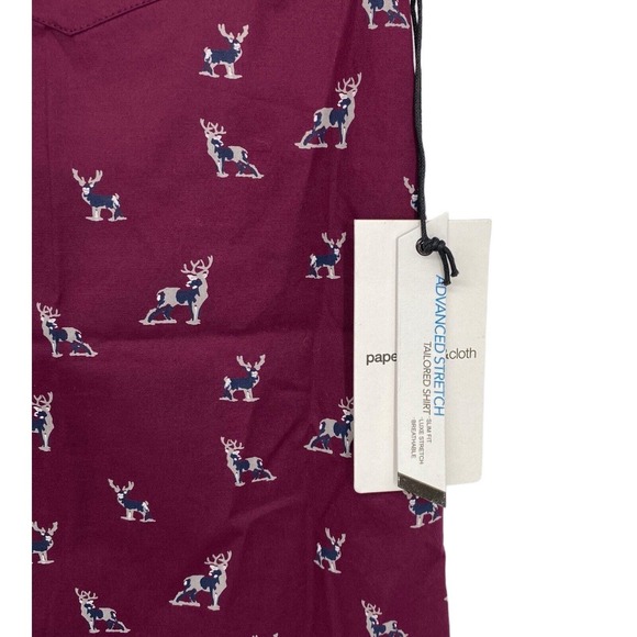 NEW Paper Denim and Cloth Mens Button Down Top Shirt M Maroon Short Sleeve - Picture 3 of 10